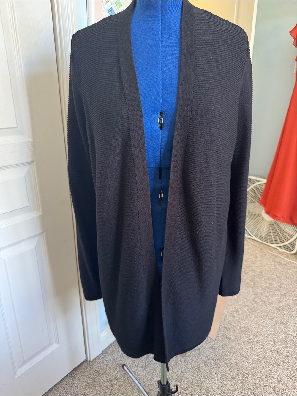 Open-Front Black Knit Cardigan Vest for Women